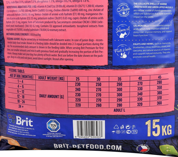 Sucha karma dla szczeniąt dużych ras BRIT Premium Junior L z kurczakiem 15 kg (8595602526437) - obraz 5