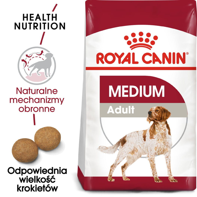 Karma sucha dla dorosłych psów ras średnich Royal Canin Medium Adult powyżej 12 miesięcy 15 kg (3004150/11422) (3182550402217/0262558402211) - obraz 2