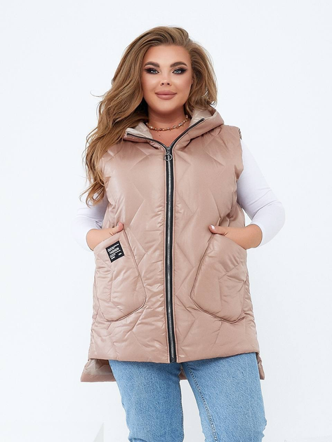 Теплый жилет удлиненный женский Irma Style 2228 54-56 Бежевый ...
