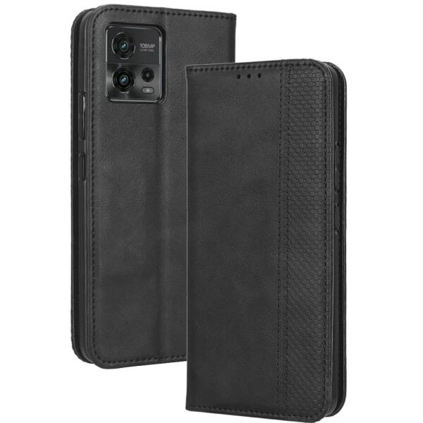 Чехол-книжка Deexe Retro Style для Motorola Moto G72 - Black - изображение 4