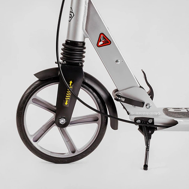 Самокат з ручним дисковим гальмом та 2 амортизатори Best Scooter (BS-81766) колеса PU діаметр - 200мм, підсклянник - зображення 4