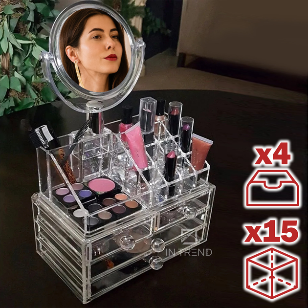 Rozetka Akrilovyj Nastolnyj Organajzer Yashik Dlya Hraneniya Kosmetiki Makeup Organizer Box Boks Na 4 Sekcii S Zerkalom Prozrachnyj Cena Kupit Akrilovyj Nastolnyj Organajzer Yashik Dlya Hraneniya Kosmetiki Makeup