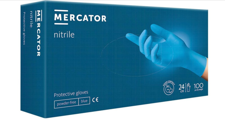 Перчатки нитриловые Mercator Nitrile нестерильные неопудренные голубые L (44914063) - изображение 1