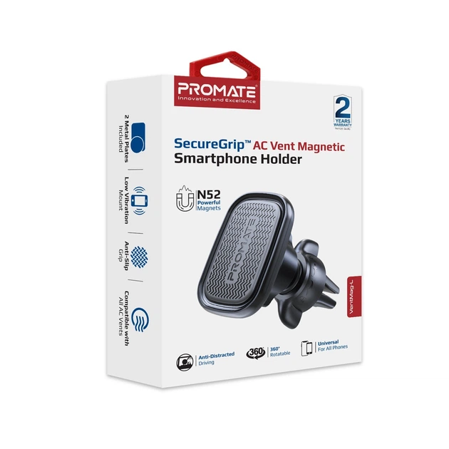 Магнитный автодержатель для телефона Promate VentMag-L Black (ventmag-l.black) - Фото 6 Магнитный автодержатель для телефона Promate VentMag-L Black (ventmag-l.black) - изображение 6