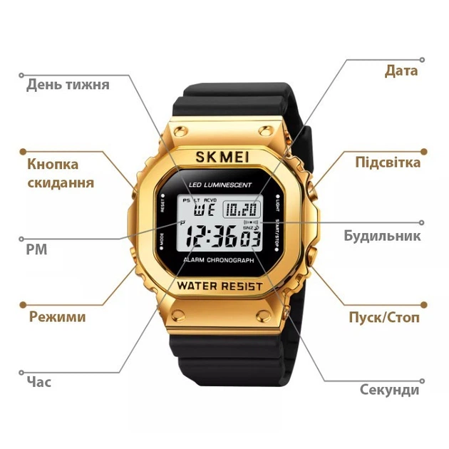 Мужские наручные часы Skmei 1851 золото с черным - изображение 6