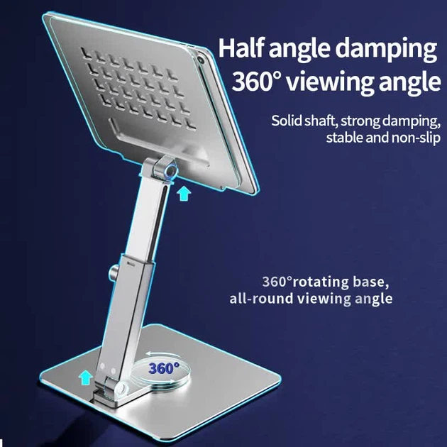 Подставка для планшета VHG А72 телескопическая поворотная 360°C Rotating Teleskopic Tablet Stand Silver - изображение 8
