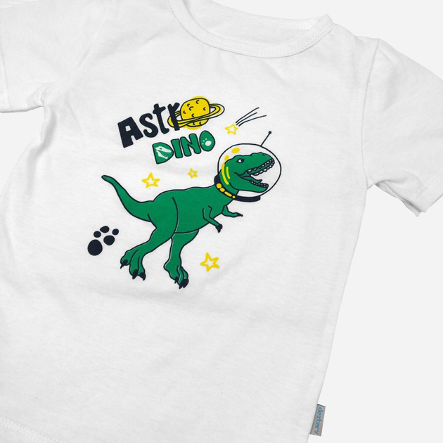 Детский летний комплект (футболка + шорты) для мальчика Dexters Dino in Space d128дн-лн 110 см Белый/Зеленый (4821282664119) 