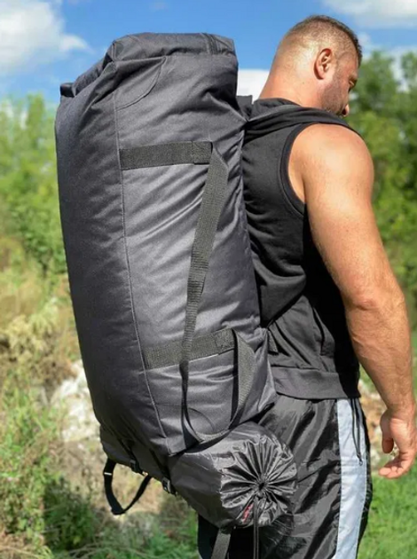 Баул 100 литров армейский военный ЗСУ тактический сумка рюкзак 74*40 см походный черный - изображение 1