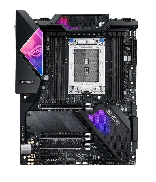 Материнская плата ASUS ROG Strix TRX40-E Gaming (sTRX4, AMD TRX40, 3xPCIe 4.0 x16), factory refurbished - Фото 1 Материнская плата ASUS ROG Strix TRX40-E Gaming (sTRX4, AMD TRX40, 3xPCIe 4.0 x16), factory refurbished - изображение 1