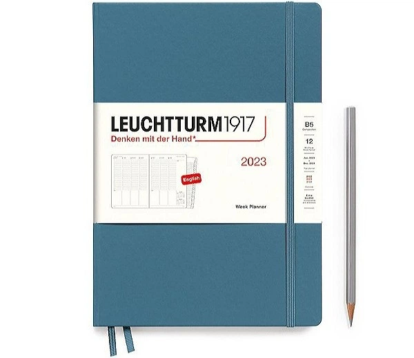 Щотижневик вертикальний Leuchtturm1917 на 2023 рік Composition B5 17,8 x 25,4 см сіро-синій - изображение 2