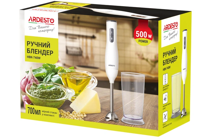 Погружний блендер ARDESTO HBK-740W 700мл Білий - изображение 4