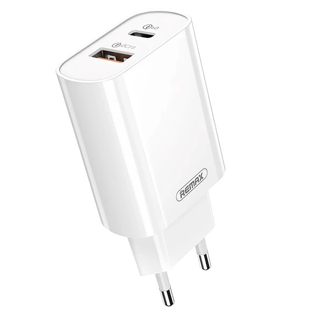 Сетевое зарядное устройство Remax Surie Series 20W USB+USB-C PD+QC Fast Charger (RP-U68) White - Фото 1 Сетевое зарядное устройство Remax Surie Series 20W USB+USB-C PD+QC Fast Charger (RP-U68) White - изображение 1
