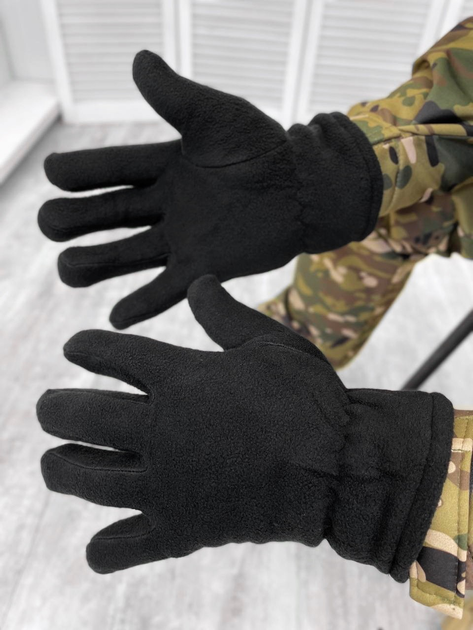 Тактичні рукавички флісові Black L - зображення 1