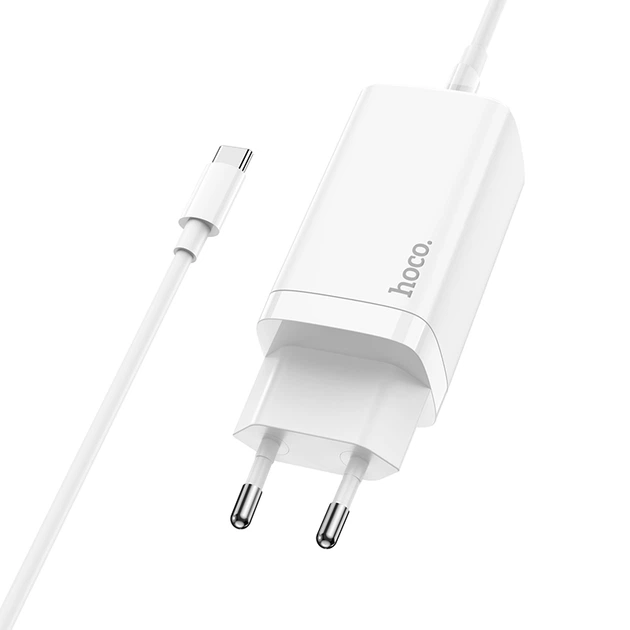 Сетевое зарядное устройство Hoco N16 Scenery 65W three-port (USB + 2USB-C) GaN charger set (Type-C to Type-C cable) White - изображение 5