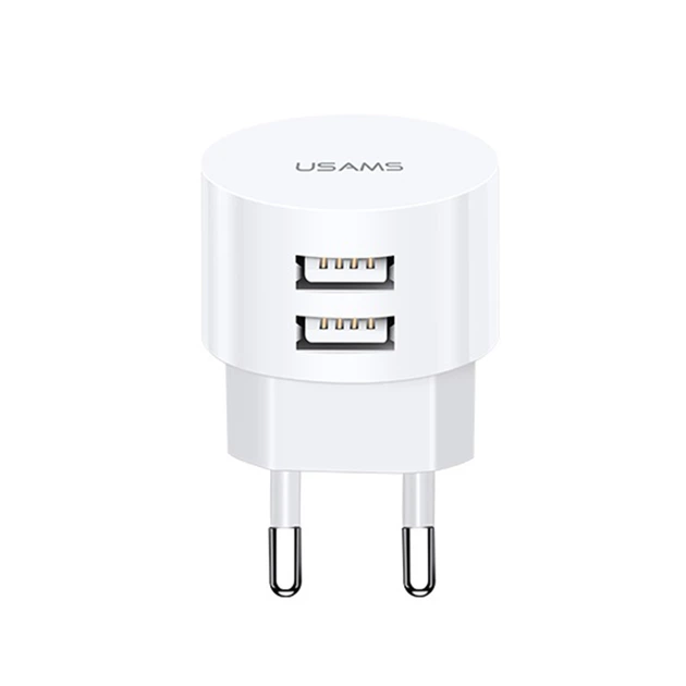 Сетевое зарядное устройство Usams US-CC080 T20 Dual USB Round Travel Charger (CC80TC01) White - Фото 1 Сетевое зарядное устройство Usams US-CC080 T20 Dual USB Round Travel Charger (CC80TC01) White - изображение 1