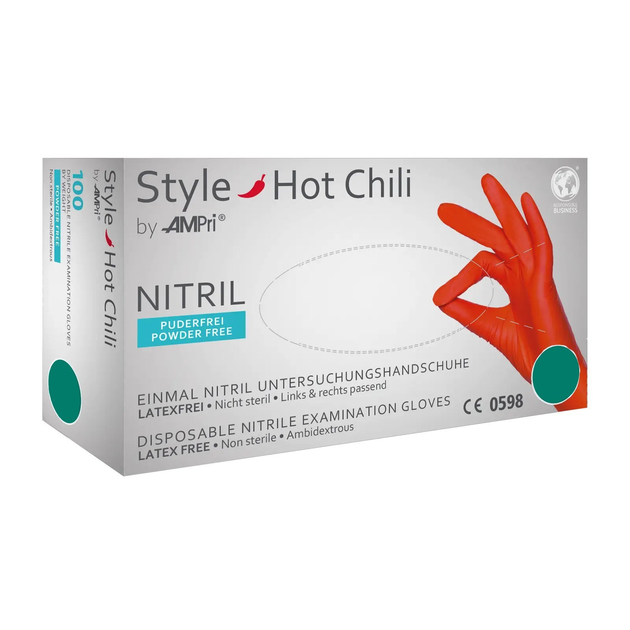 Перчатки нітрилові AMPri Style Hot Chili (100 шт./50 пар), розмір S - зображення 1