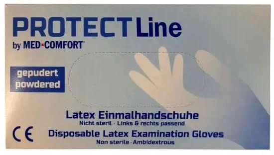 Рукавички латексні, неопудрені, PROTECT LINE (100 шт./50 пар) розмір XS - изображение 1