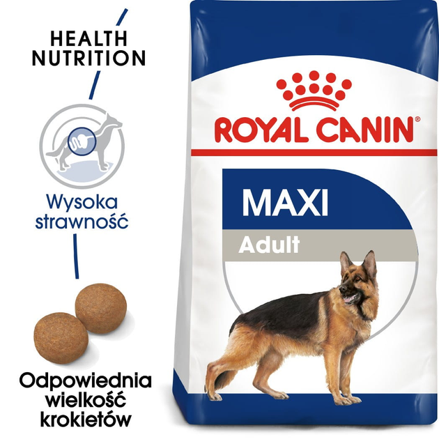 Sucha karma dla psów Royal Canin Maxi Adult dużych ras powyżej 15 miesiąca życia 15 kg (3007150/11424) (182550401937/0262558401931) - obraz 2