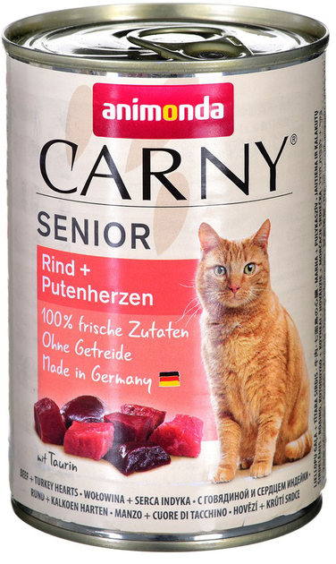 Mokra karma dla kotów starszych Animonda Carny Senior z wołowiną i sercami indyczymi 400 g (4017721837279) - obraz 1