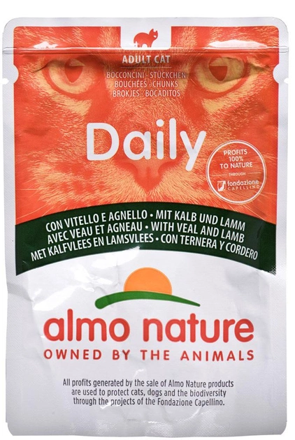 Mokra karma dla kotów Almo Nature Daily Menu Cielęcina z jagnięciną 70 g (8001154125856) - obraz 1
