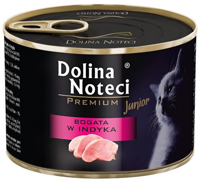 Вологий корм для котів Dolina Noteci Premium Junior багатий індичкою 185 г (5902921303817) - зображення 1