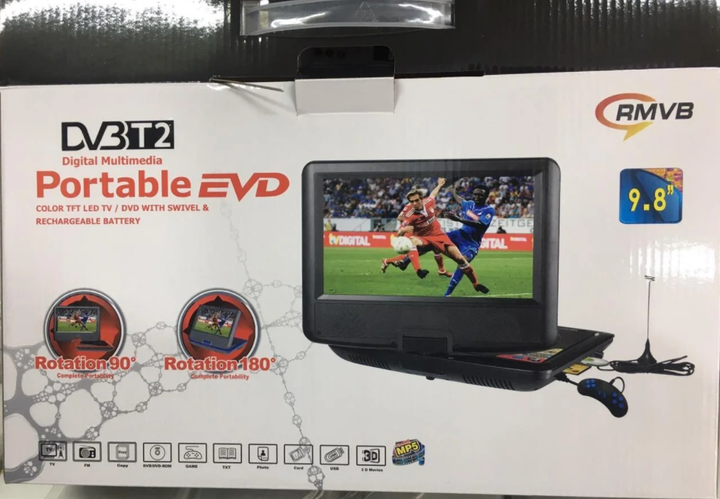 Автомобильный портативный телевизор Opera NS-958 Т2 9,8″ DVD + USB + SD с играми и джойстиком - изображение 4