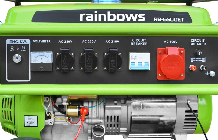 Бензиновий трехфазный генератор Rainbows RB-6500ET 5.5 кВТ 13 Л.С. - изображение 8