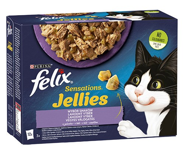 Mokra karma dla kotów Purina Felix Sensations Indyk, makrela, jagnięcina w galaretce 12 x 85 g (7613039757062) - obraz 1