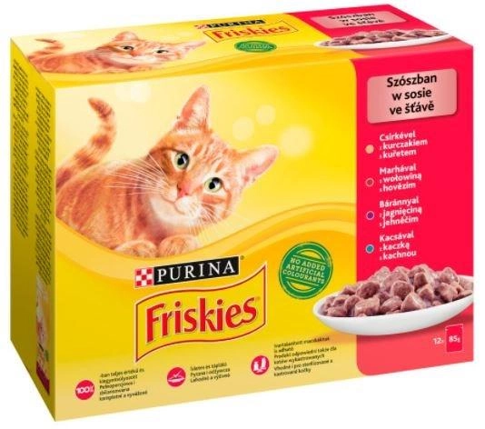 Mokra karma dla kotów Purina Friskies mix smaków w sosie 12 x 85 g (7613036977081) - obraz 1