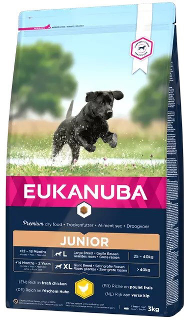 Сухий корм для собак EUKANUBA Developing Junior Large Breed Chicken 3kg (8710255146027) - зображення 1