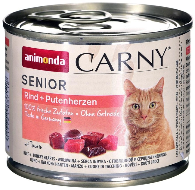 Mokra karma dla kotów starszych Animonda Carny Senior z wołowiną i sercami indyczymi 200 g (4017721837118) - obraz 1