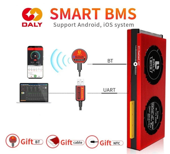 BMS smart плата DaLy для LiFePO4 акумуляторів 48V 16S 120A симетрія з Bluetooth - Фото 3 BMS smart плата DaLy для LiFePO4 акумуляторів 48V 16S 120A симетрія з Bluetooth - зображення 3