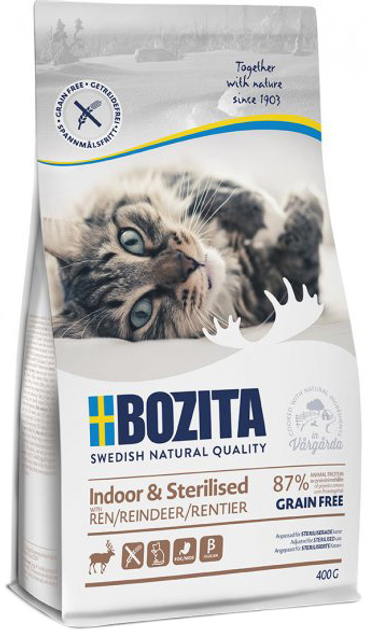 Sucha karma dla kotów sterylizowanych BOZITA Indoor & Sterilised bezzbożowa 400g (7311030312111) - obraz 1