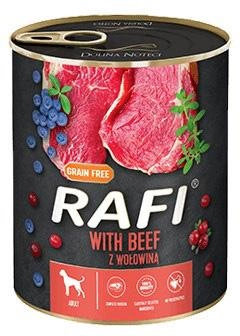Mokra karma dla psów Rafi wołowina, borówki, żurawina 800 g (5902921304999) - obraz 1