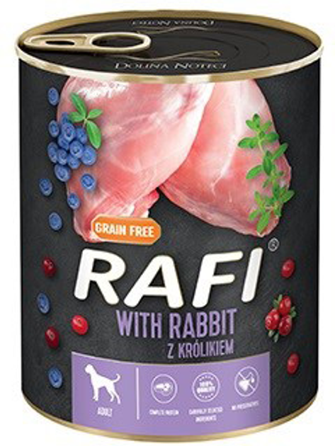 Mokra karma dla psów Rafi królik, borówka, żurawina 800 g (5902921305057) - obraz 1