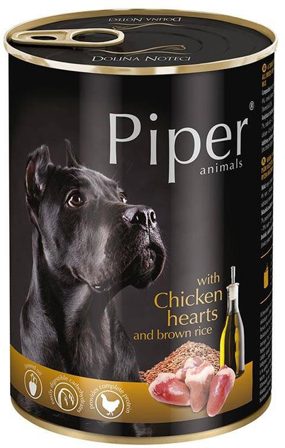 Mokra karma dla psów Dolina Noteci Piper z kurzymi sercami i ryżem 400 g (5902921300335) - obraz 1