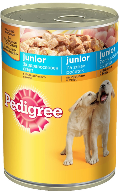 Mokra karma dla psów Pedigree Junior z kurczakiem w galaretce 400 g (5900951015946) - obraz 1