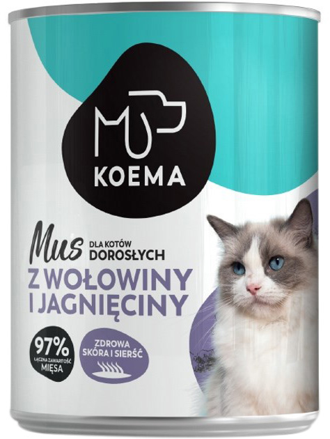 Mokra karma dla kotów Koema Mus z wołowiny i jagnięciny 400 g (5904734019244) - obraz 1