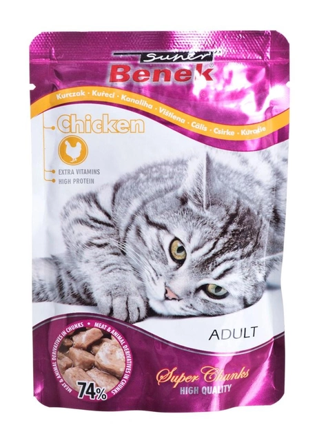 Вологий корм для котів Benek Super з куркою в соусі 100 г (5905397014232) - зображення 1