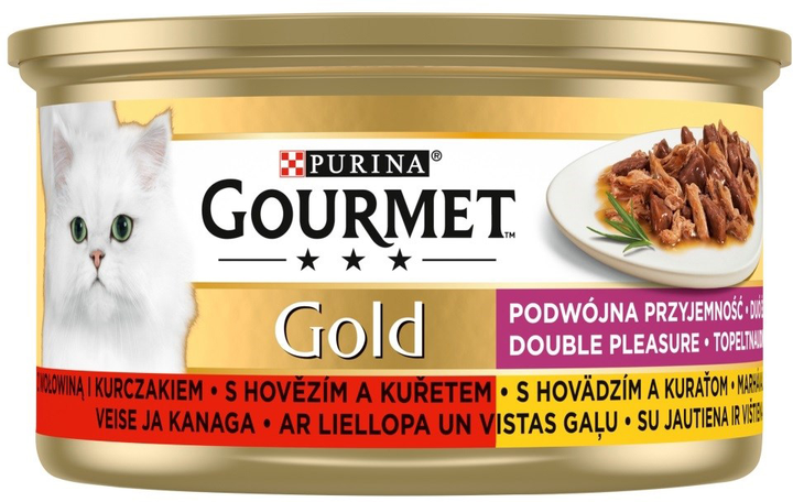 Mokra karma dla kotów Purina Gourmet Gold Parowana wołowina i kurczak w sosie 85 g (7613033775666) - obraz 1