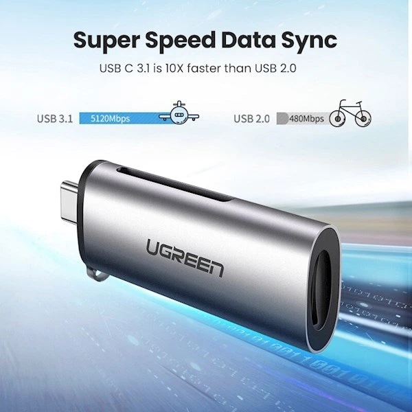 Czytnik kart Ugreen CM184 USB Type-C 3.1 Card Reader for TF/SD Gray (6957303857043) - obraz 5