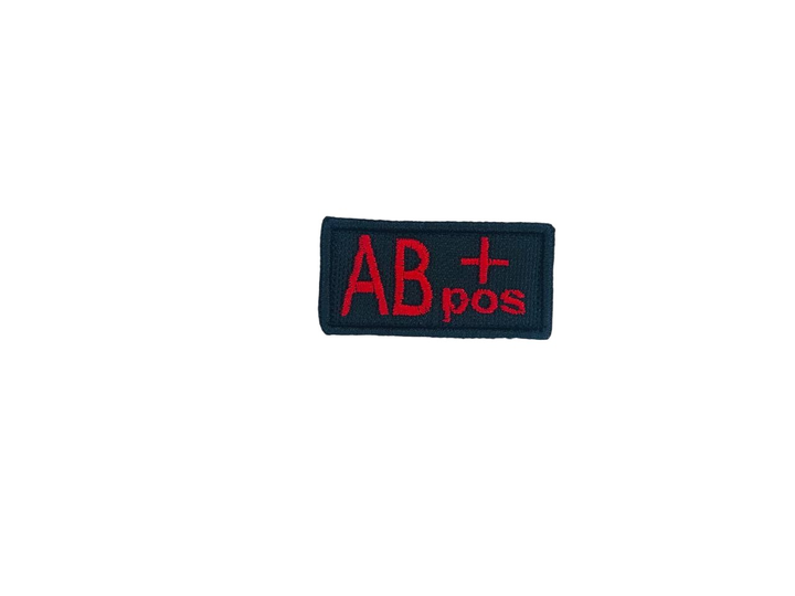Шеврон на липучке Группа крови AB (IV) Rh(+) 5см x 2,5см красный на черном (12155) - изображение 1