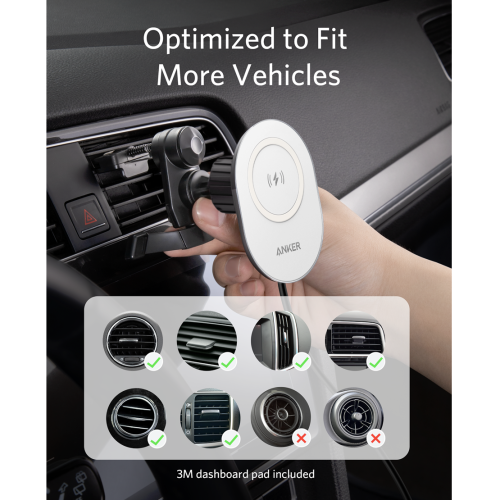 Магнітний автотримач із бездротовою зарядкою Anker PowerWave Magnetic Car Charging Mout (A29310W2) - зображення 3