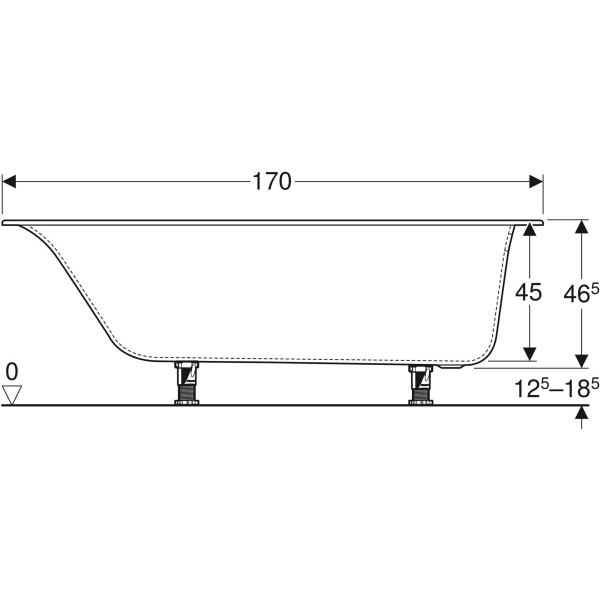 Ванна акрилова Geberit Soana 170x75 554.014.01.1 + ніжки - зображення 5