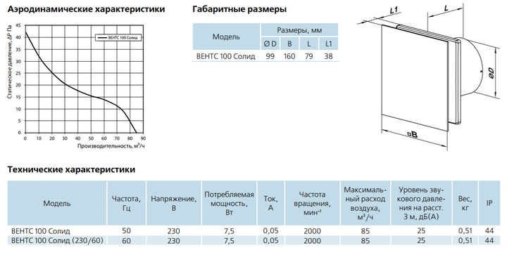 Декоративный малошумный вентилятор Vents 100 Солид - изображение 4