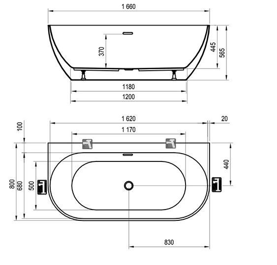 Ванна акрилова Ravak Freedom W 160x80 XC00100024 - зображення 3