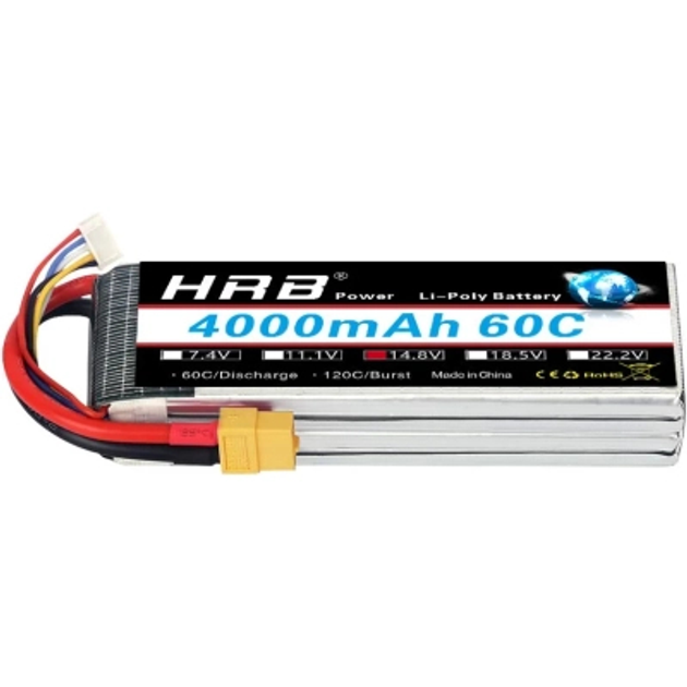 Аккумулятор для дрона HRB Lipo 4s 14.8V 4000mAh 60C Battery (HR-4000MAH ...