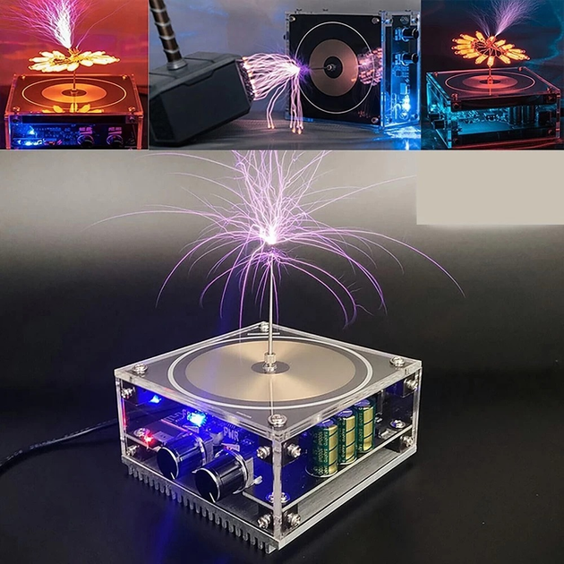 Музыкальная катушка Тесла FG Tesla Coil 10 Черный/Прозрачный 100 Вт с Bluetooth + 2 режима работы (FG Tesla Coil 10 ) - изображение 7