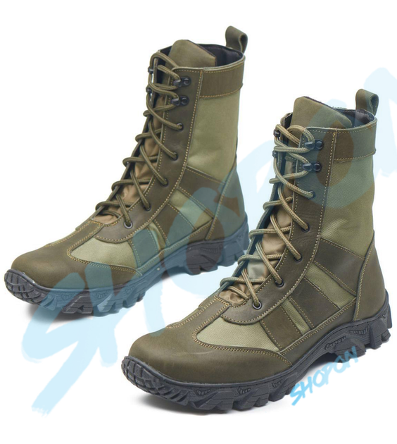 Берцы демисезонные ботинки тактические мужские, натуральна кожа и кордура, размер 42, Bounce ar. TB-0976, цвет хаки - изображение 1