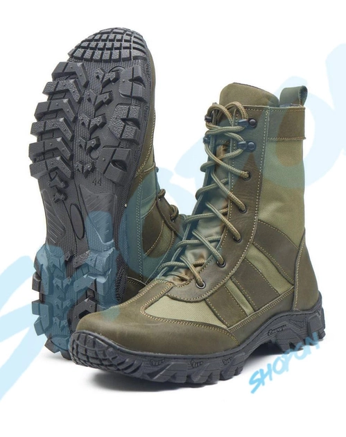 Берцы демисезонные ботинки тактические мужские, натуральна кожа и кордура, размер 42, Bounce ar. TB-0976, цвет хаки - изображение 2